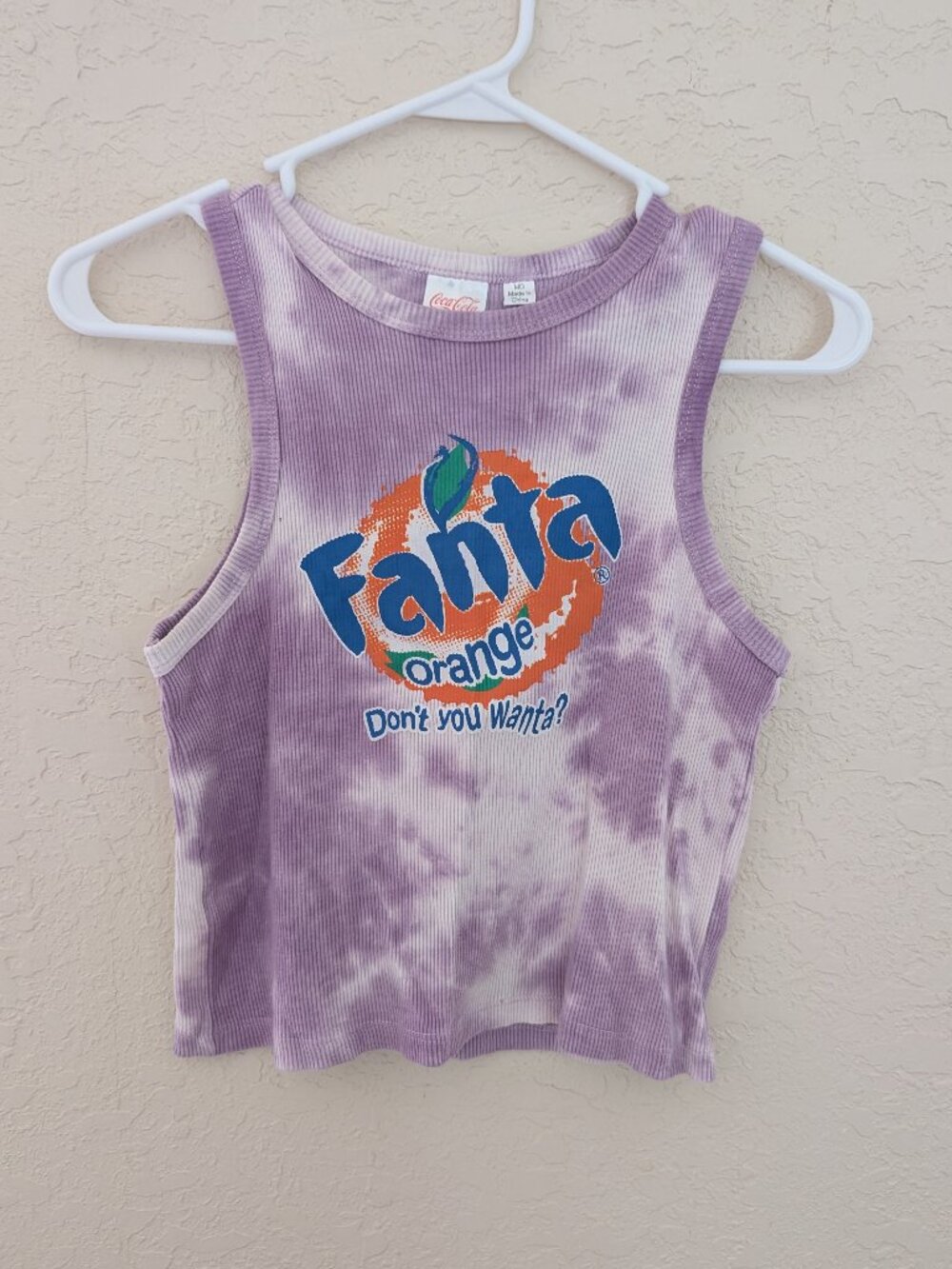 Coca Cola Fanta Orange Purple Tank Top Size M Racerback Tie Dye